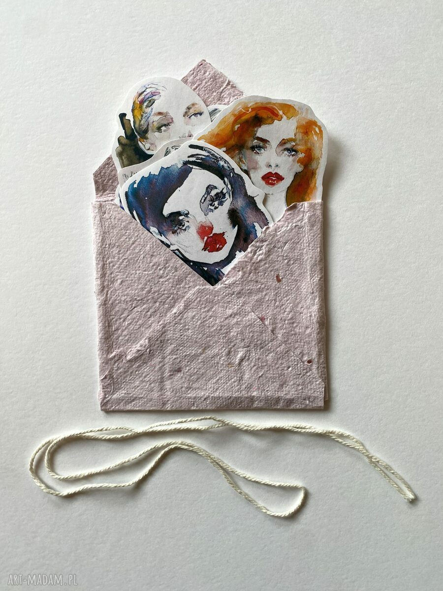 Zestaw 8 naklejek Red Lips w kopercie z papieru czerpanego