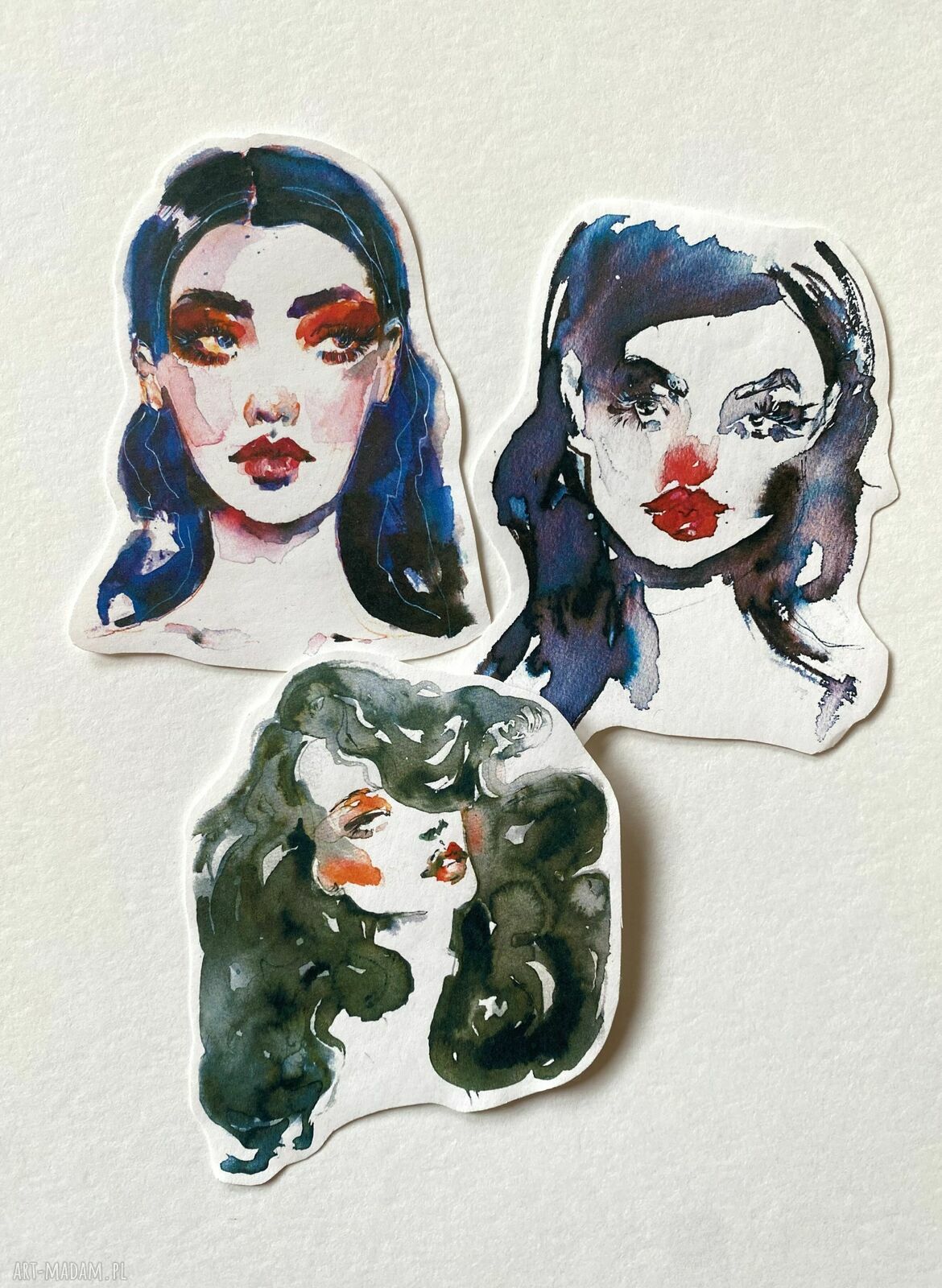 Zestaw 8 naklejek Red Lips w kopercie z papieru czerpanego