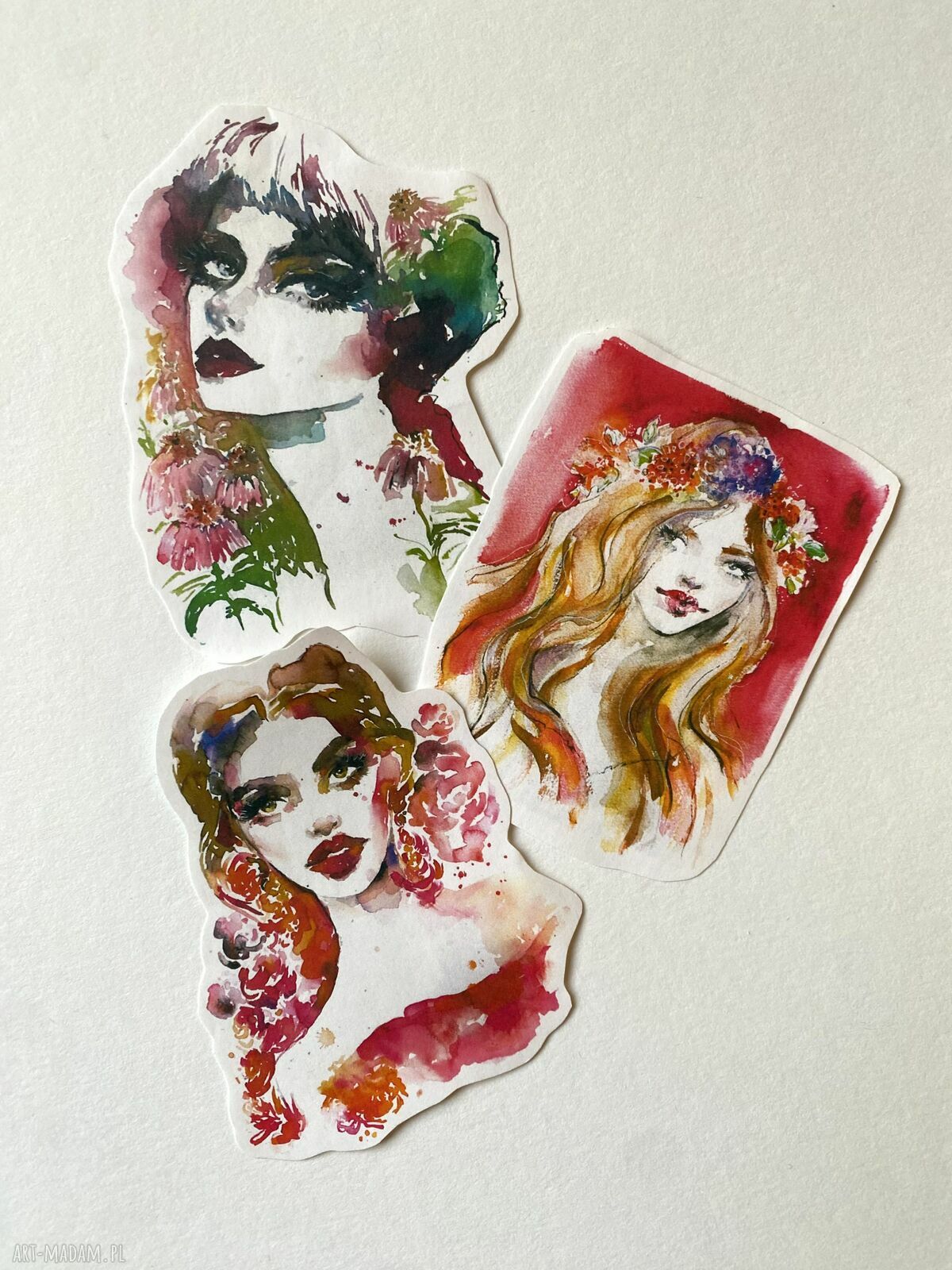 Zestaw 8 naklejek ROSES w kopercie z papieru czerpanego