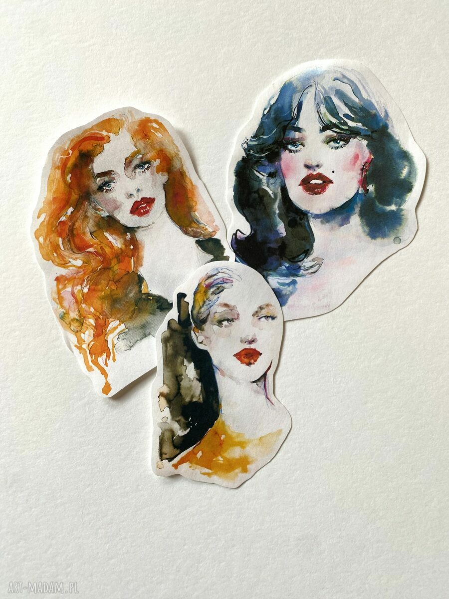 Zestaw 8 naklejek Red Lips w kopercie z papieru czerpanego