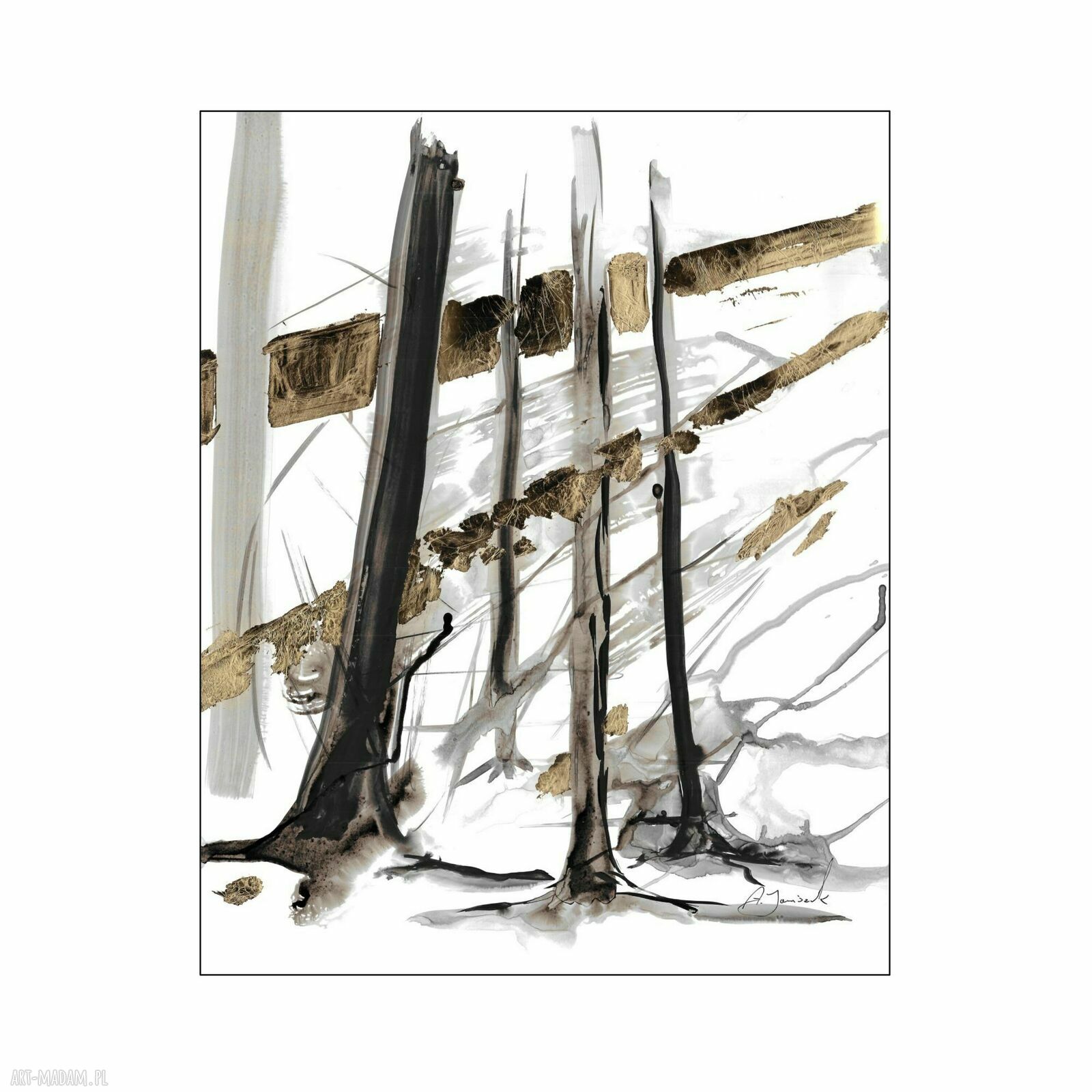 Dyptyk Prześwity - zestaw abstrakcji malowany i złocony ręcznie 2x40x50 cm