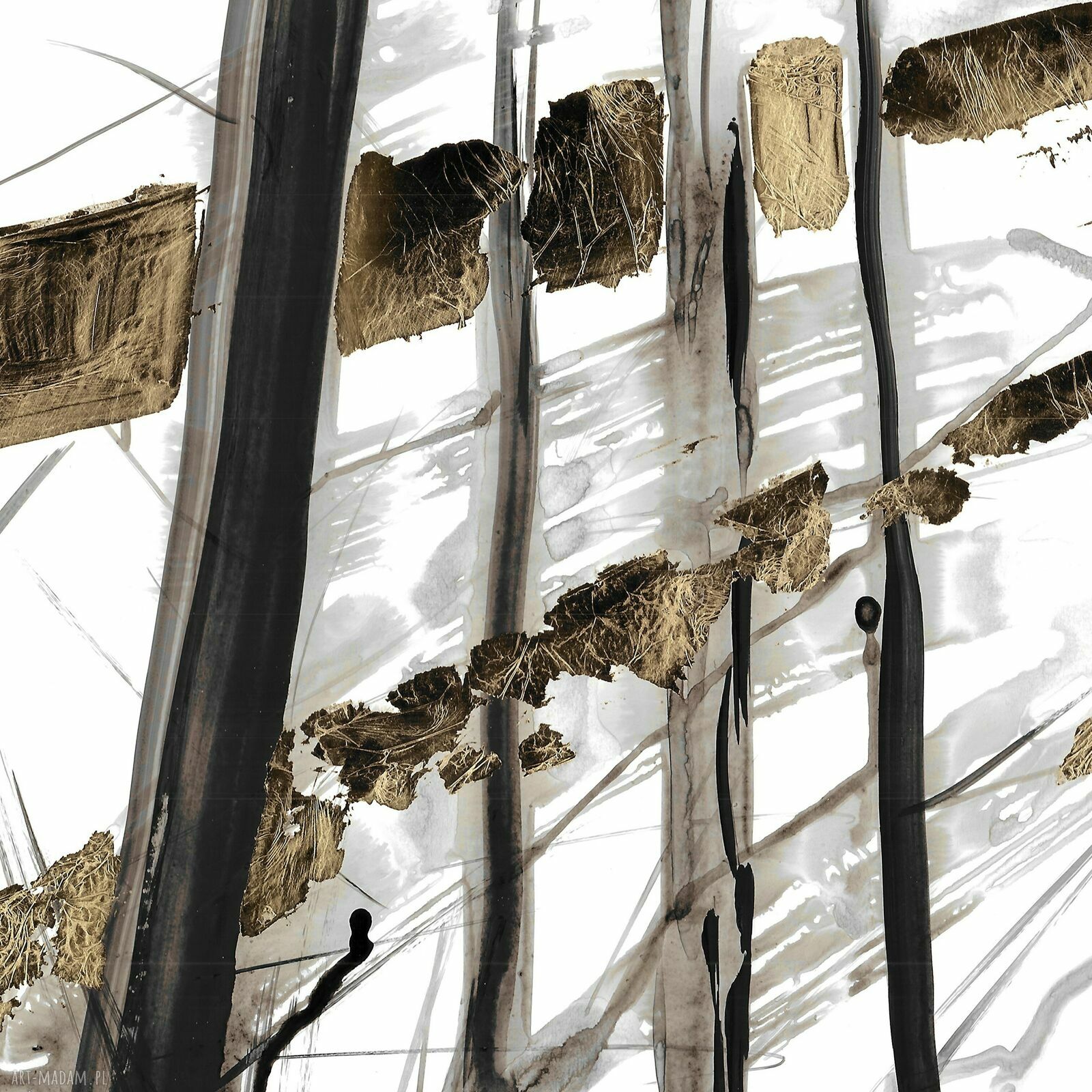 Dyptyk Prześwity - zestaw abstrakcji malowany i złocony ręcznie 2x40x50 cm