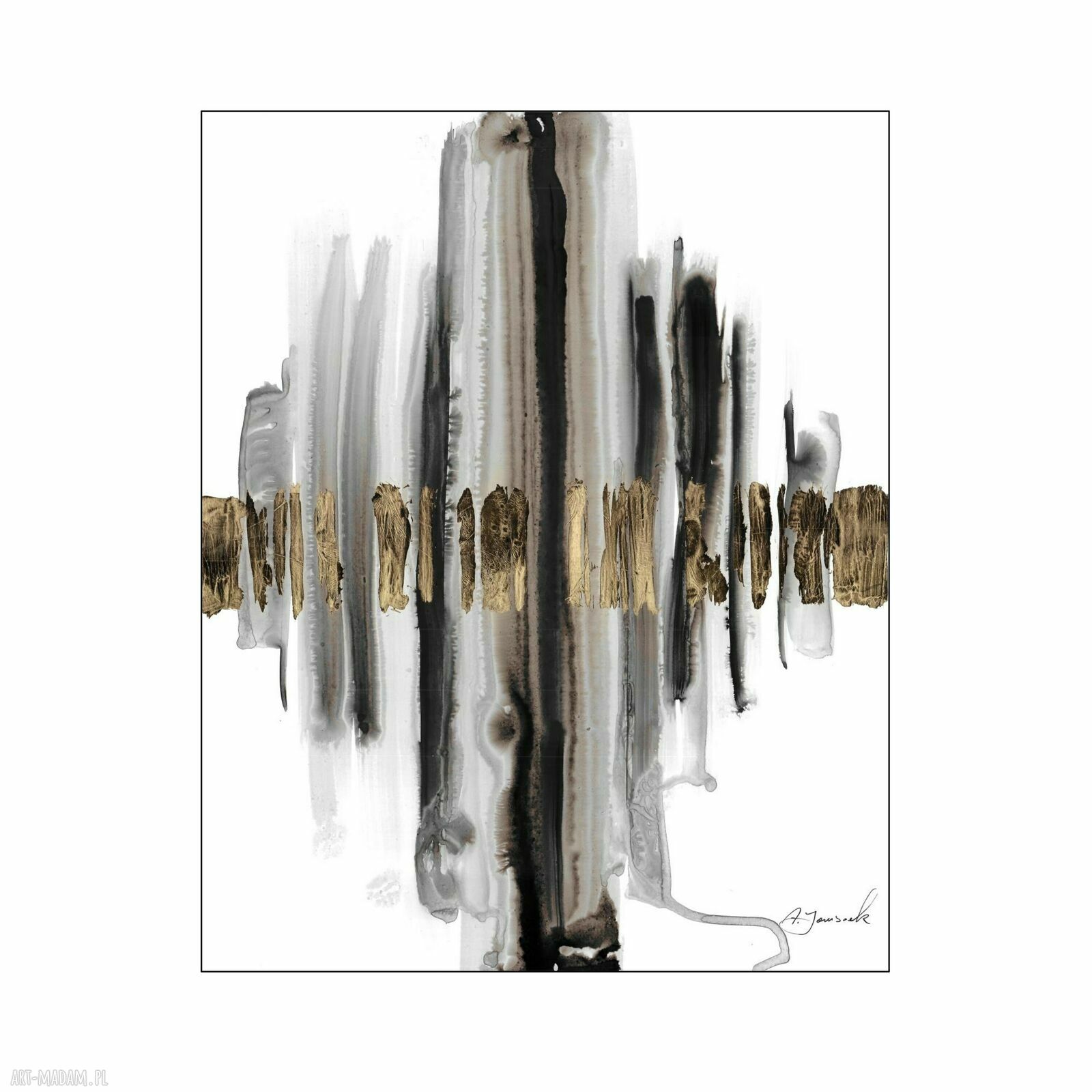 Dyptyk Prześwity - zestaw abstrakcji malowany i złocony ręcznie 2x40x50 cm