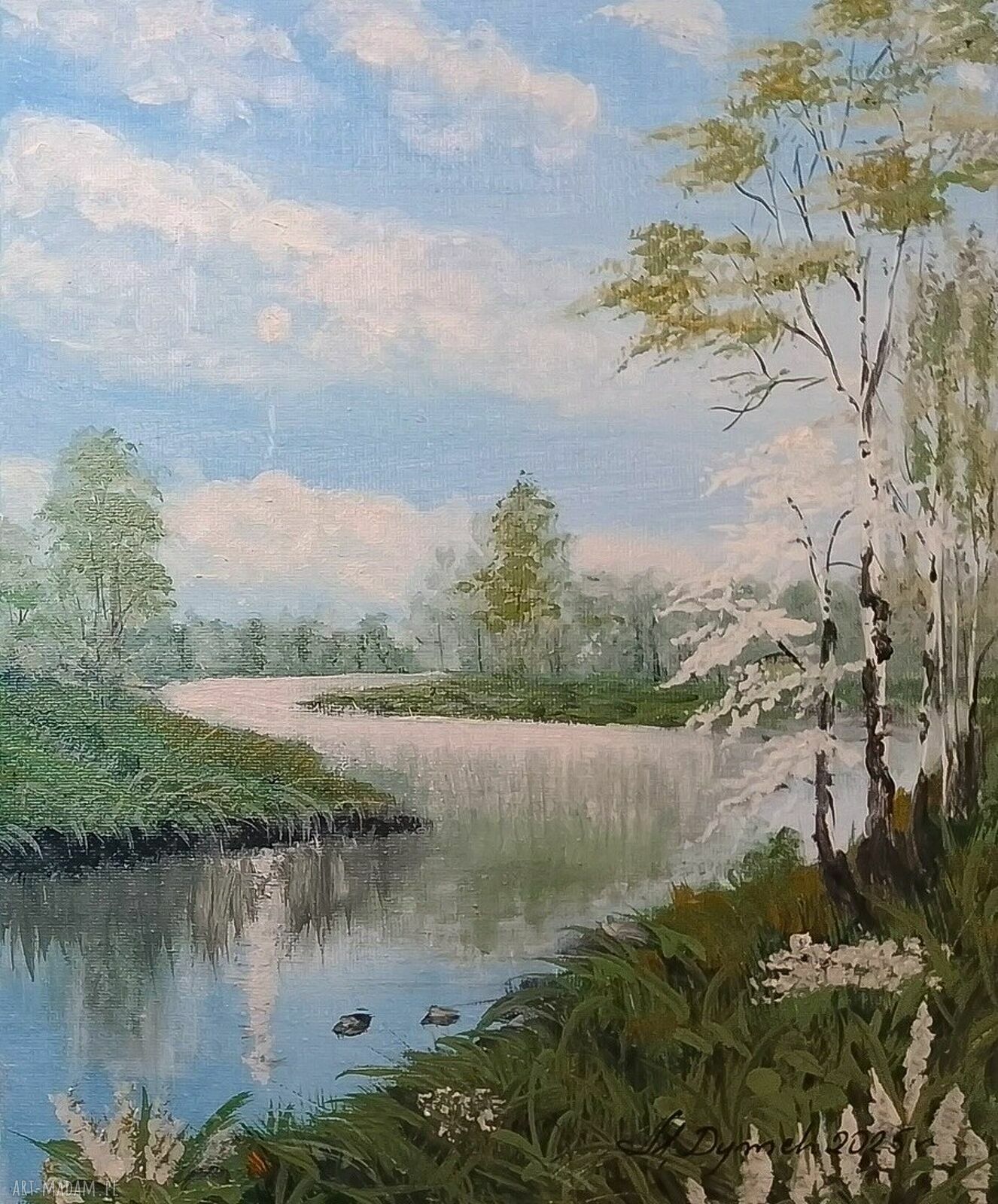 Zestaw akrylowo-olejnych obrazów - dyptyk 'Kontrast Zima-Lato' 2x30x24 cm