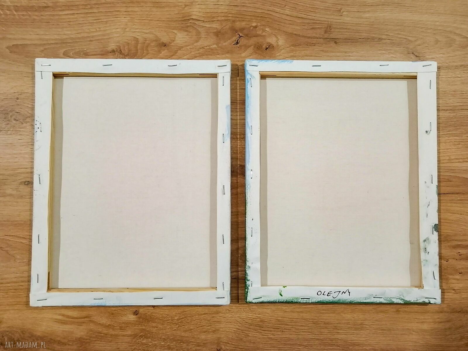 Zestaw akrylowo-olejnych obrazów - dyptyk 'Kontrast Zima-Lato' 2x30x24 cm