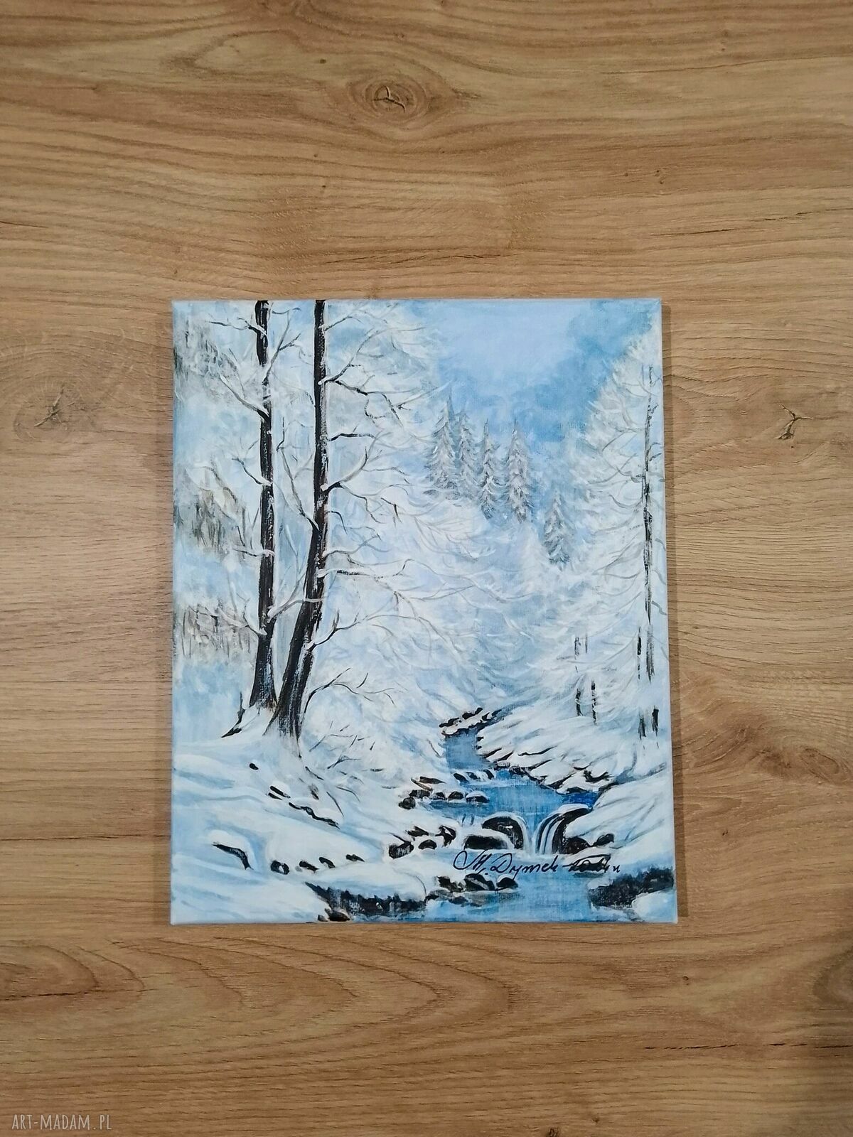 Zestaw akrylowo-olejnych obrazów - dyptyk 'Kontrast Zima-Lato' 2x30x24 cm