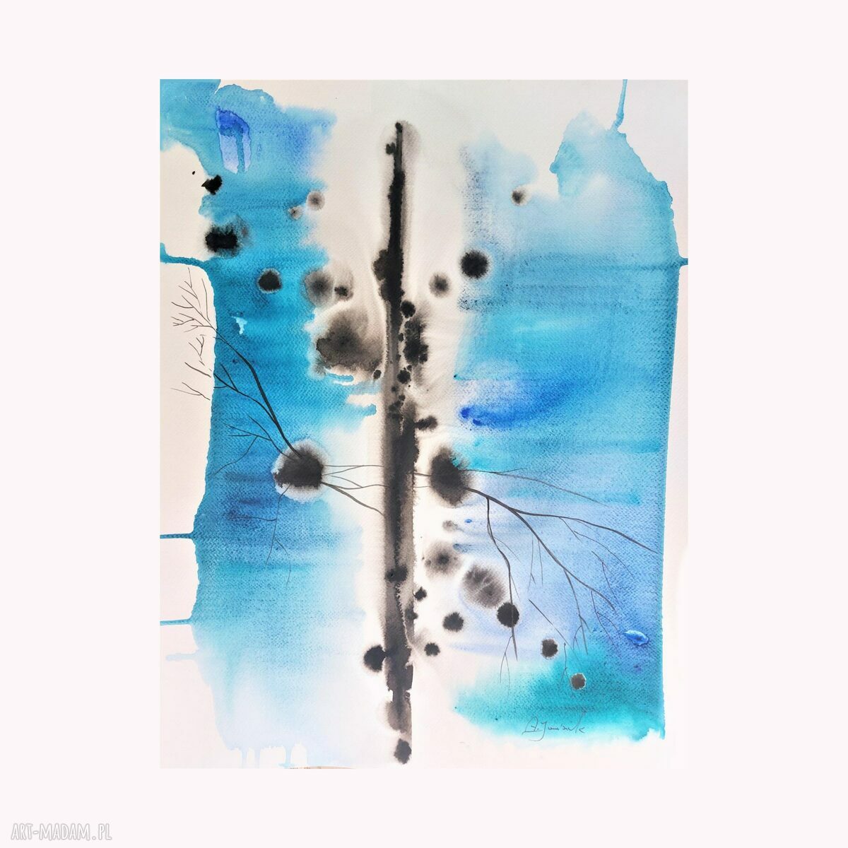 Dyptyk akwarelowy „Błękitne abstrakcje” 2 x 40 x 50 cm