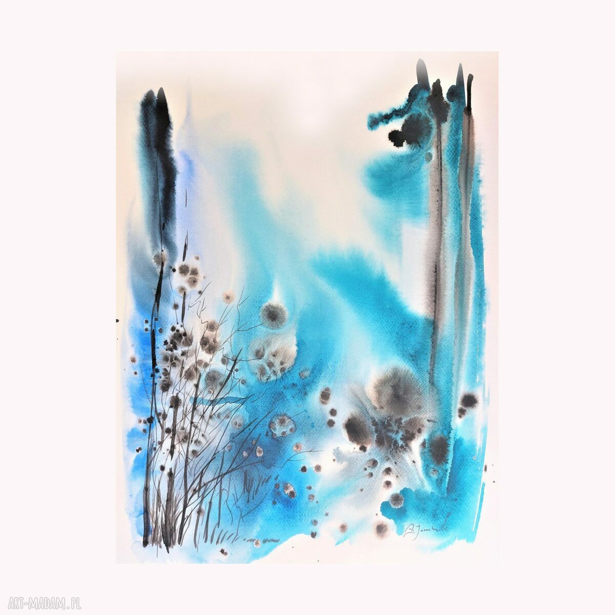 Dyptyk akwarelowy „Błękitne abstrakcje” 2 x 40 x 50 cm
