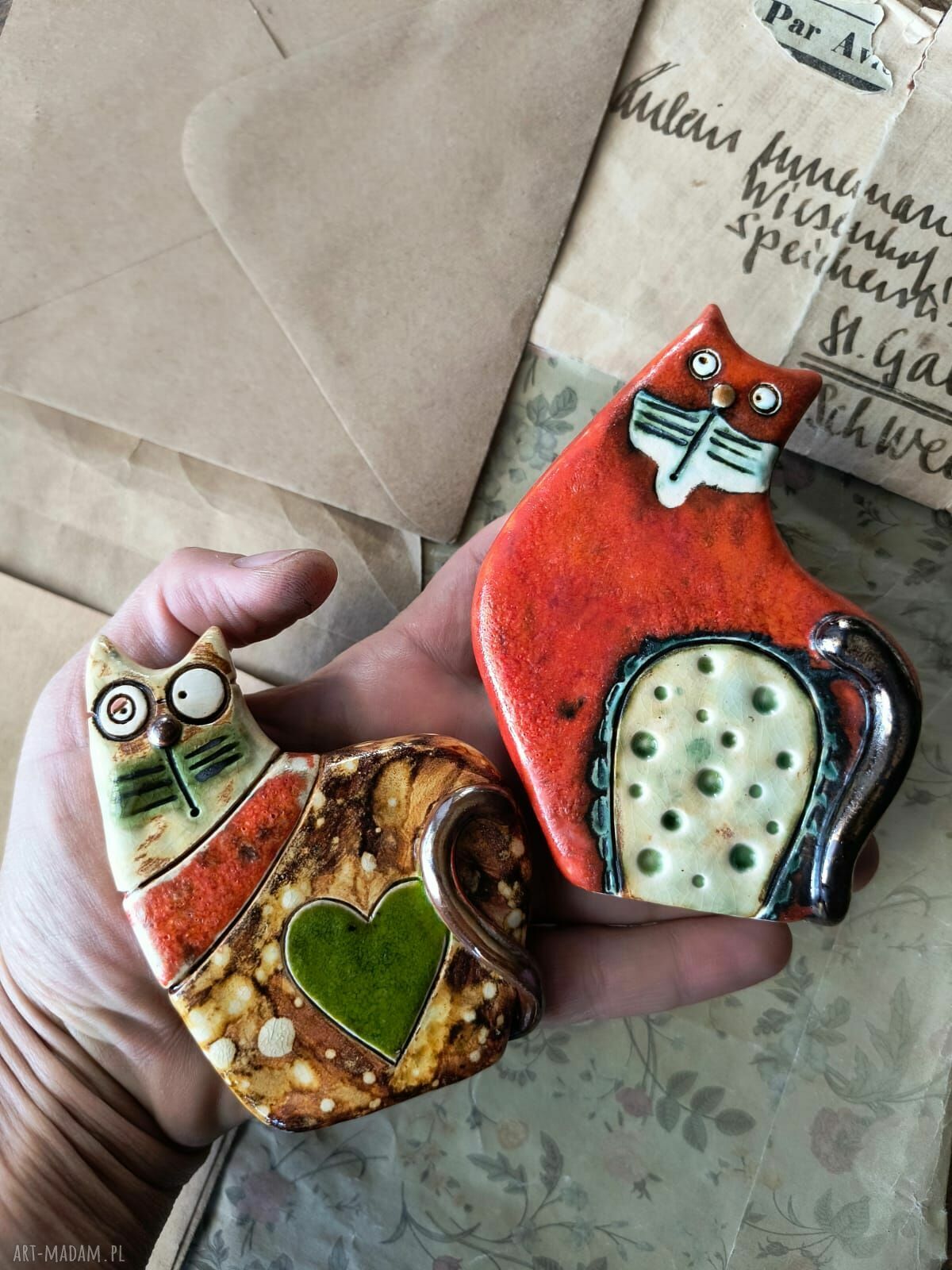 Zestaw bajkowych kotów - ceramiczne figurki do postawienia