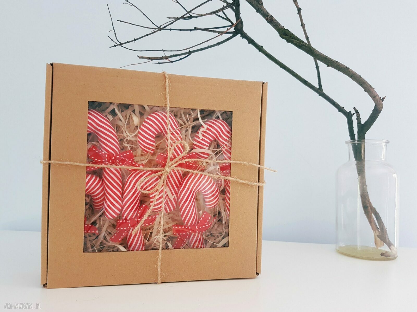 święta upominek: zestaw bombek 6 sztuk laski hand made