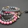 handmade bransoletki kamienie naturalne pink candy and grey vol. 3