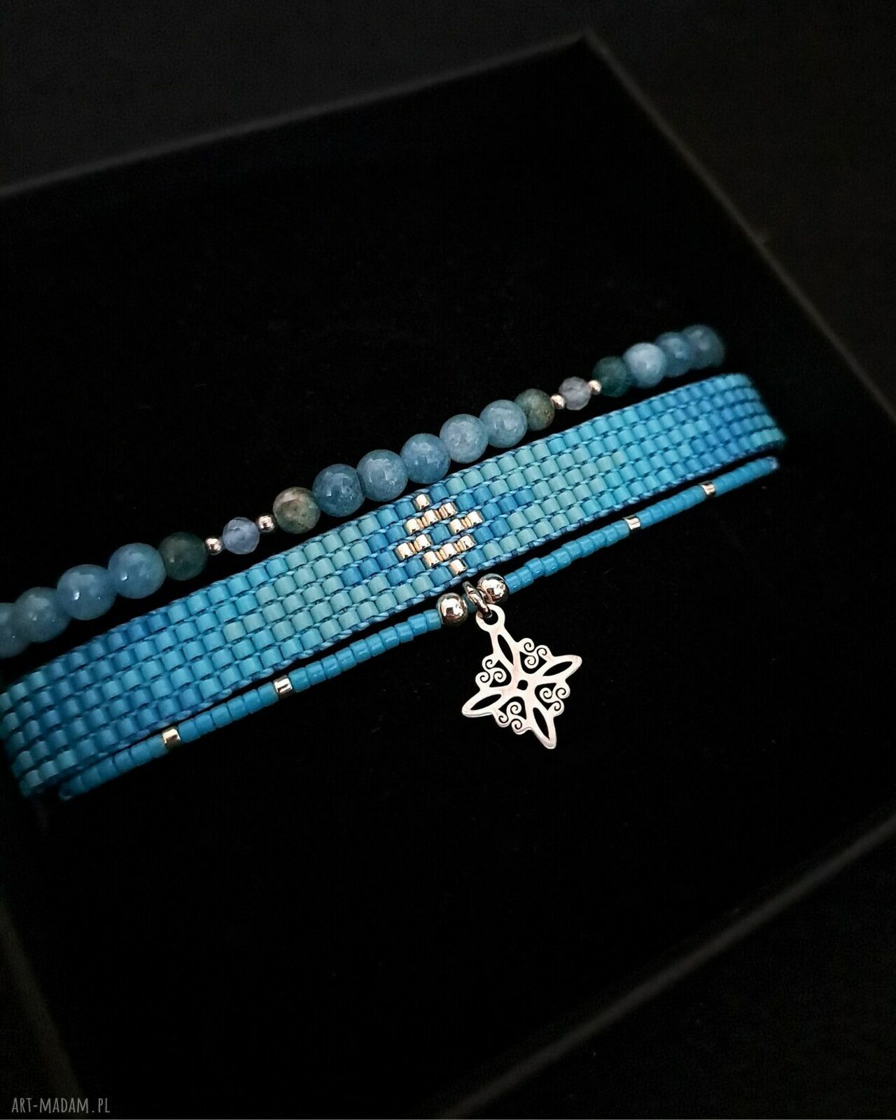 Zestaw bransoletek „Winter Sky” - Akwamaryn i Apatyt