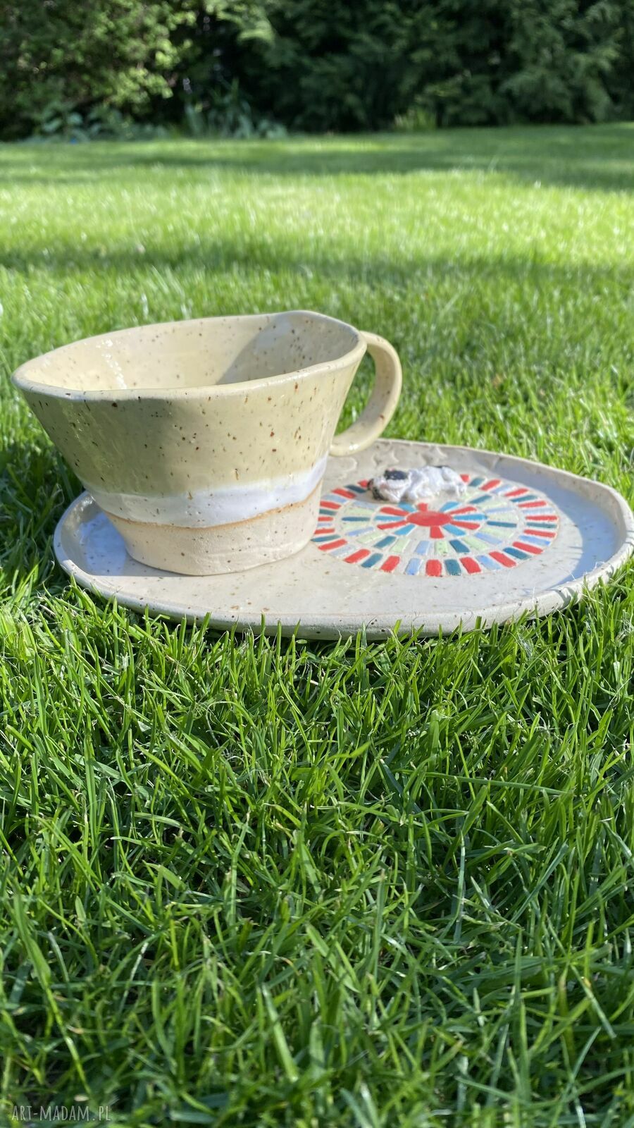 Ręcznie robiony zestaw ceramiczny z Buldogiem Francuskim