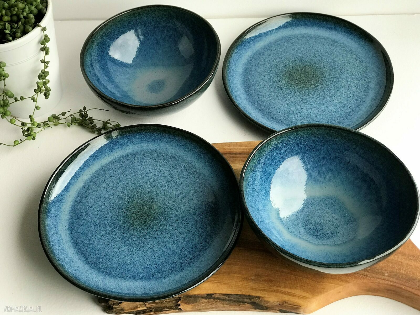 Zestaw ceramiczny dla dwojga - 2 talerze i 2 miski