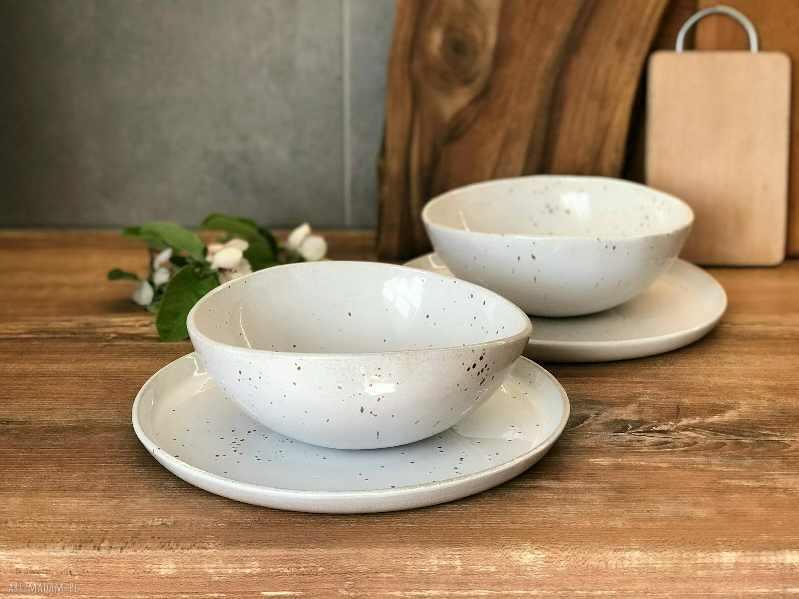 Zestaw ceramiczny dla 6 osób - beżowo-brązowa zastawa stołowa