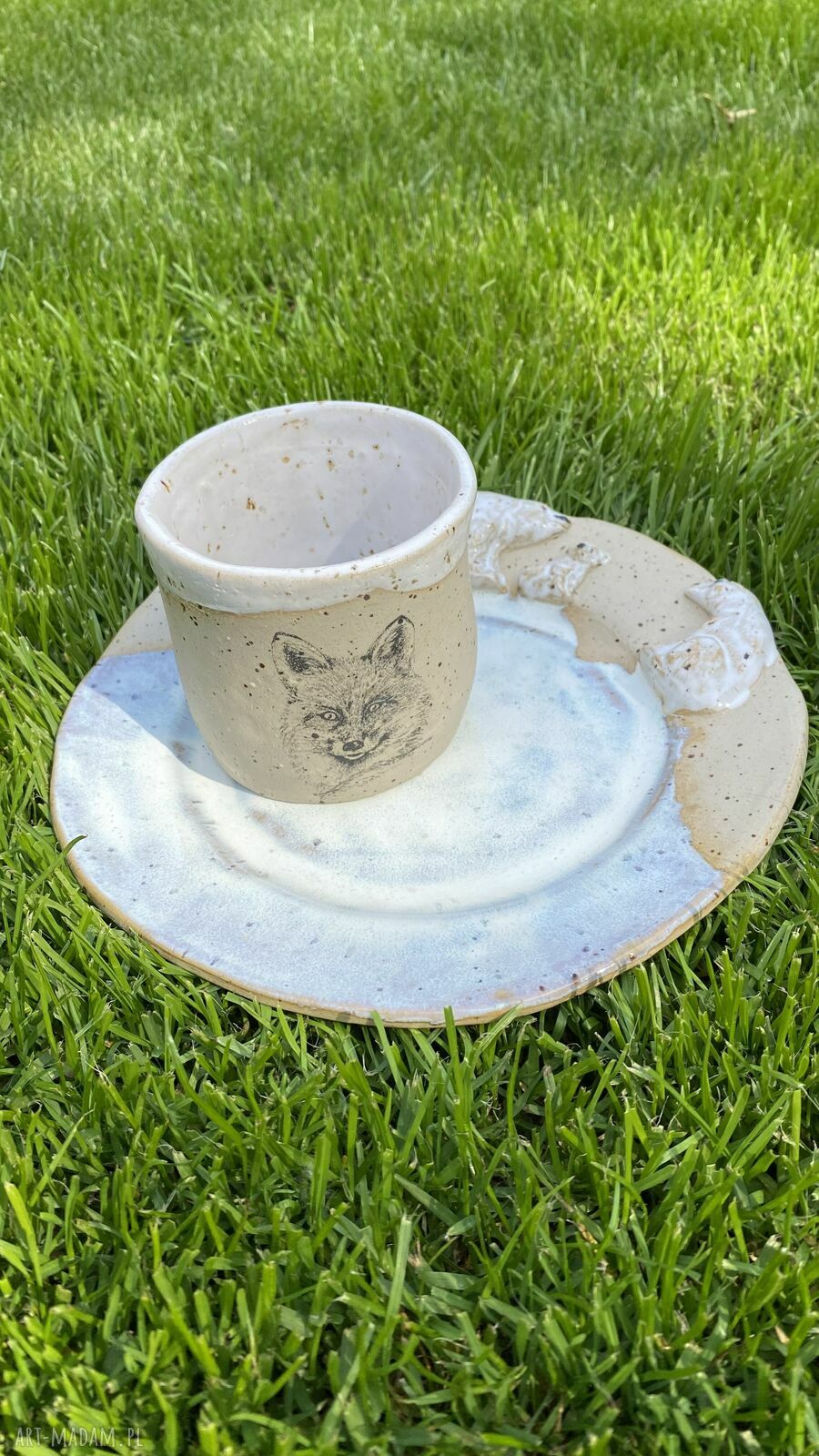 Zestaw ceramiczny Przyjaciele - kubek z liskiem i talerz z misiami
