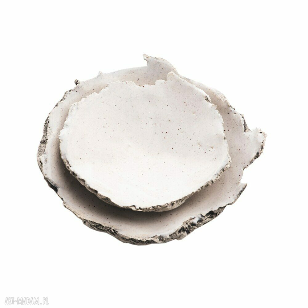 Zestaw ceramiczny z talerzykami i miseczkami - handmade