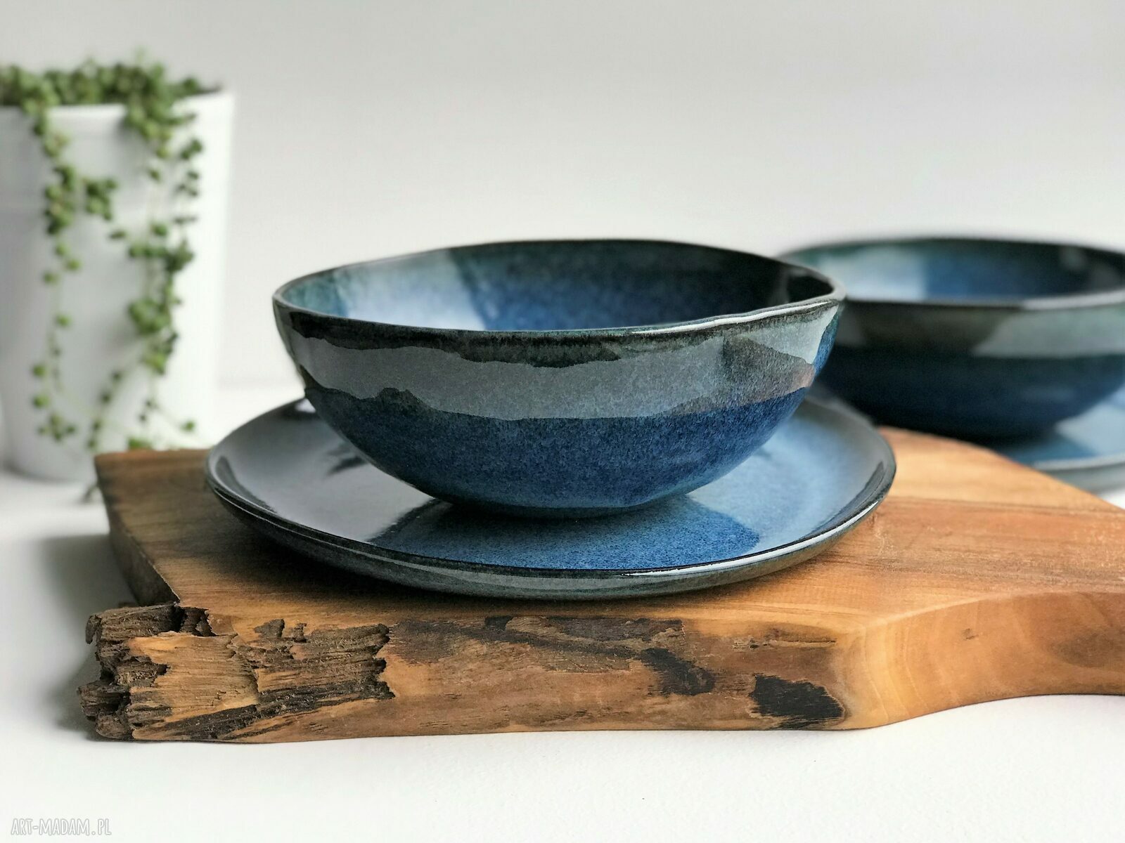 Zestaw ceramiczny dla dwojga - 2 talerze i 2 miski