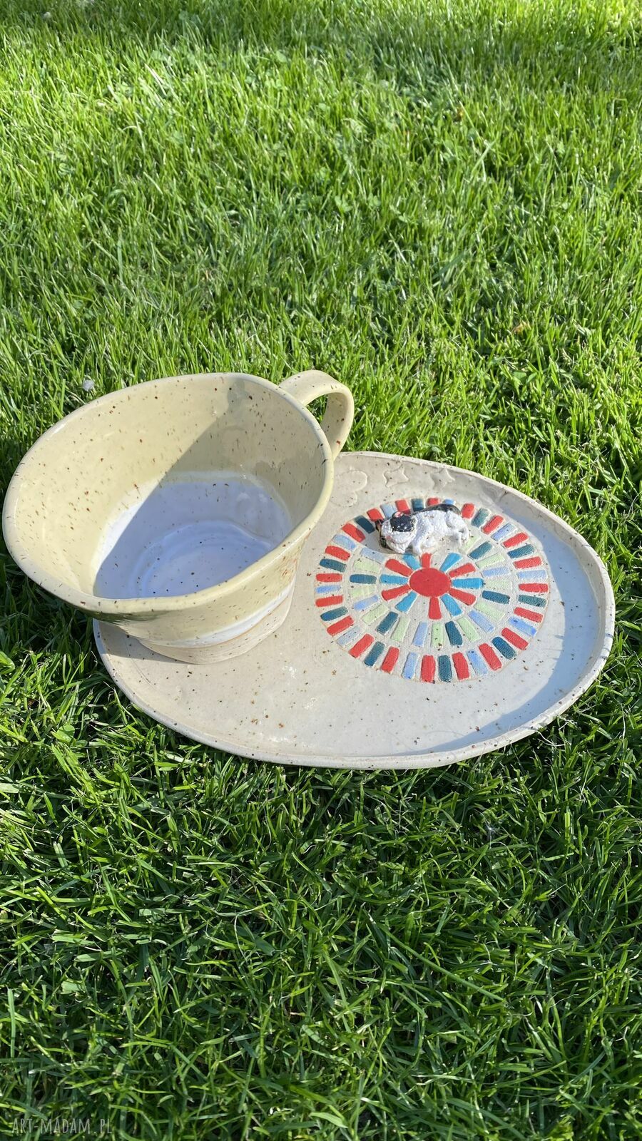 Ręcznie robiony zestaw ceramiczny z Buldogiem Francuskim