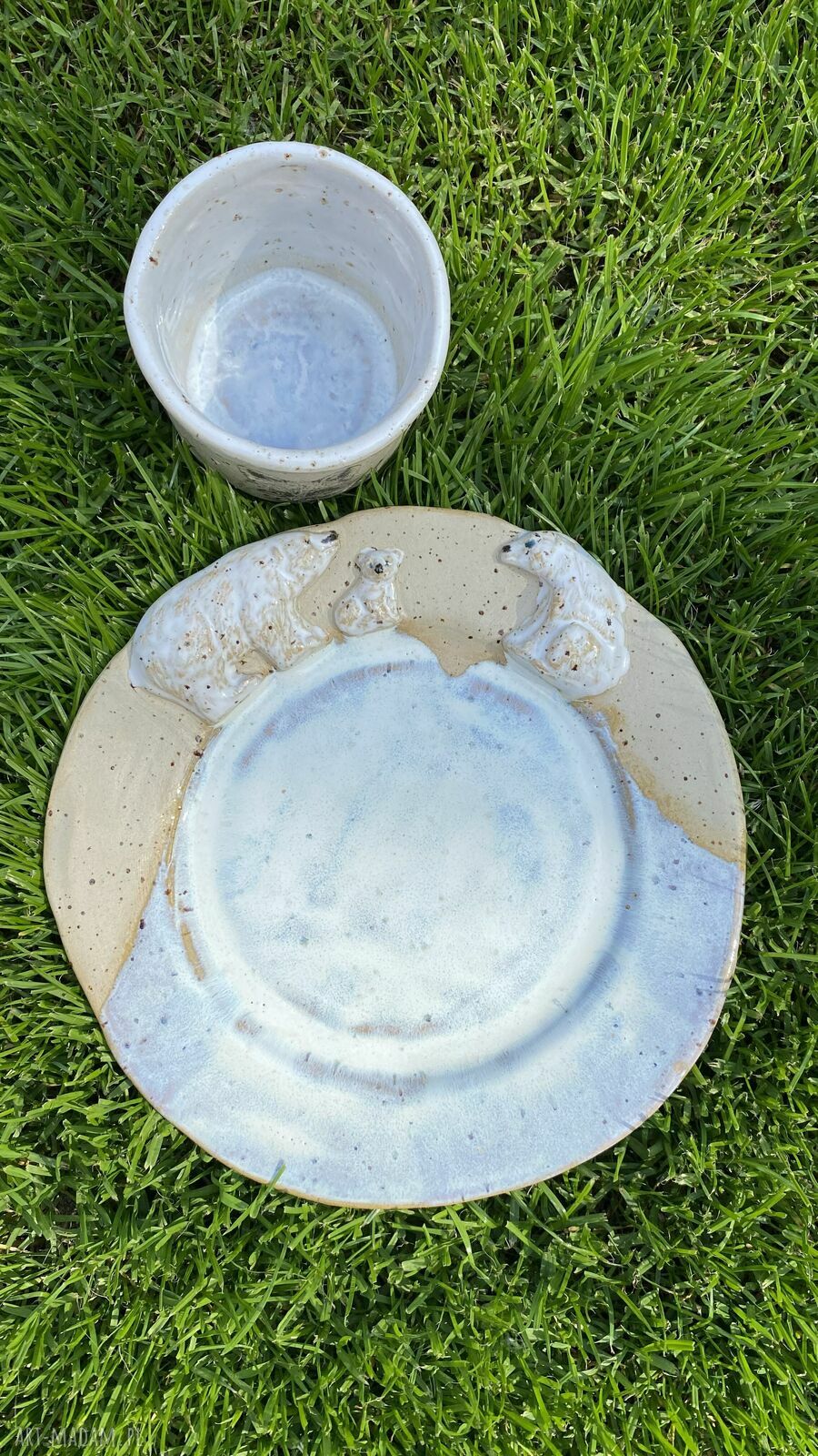 Zestaw ceramiczny Przyjaciele - kubek z liskiem i talerz z misiami