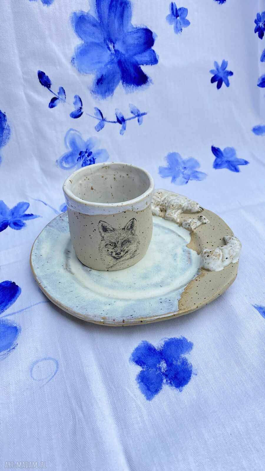 Zestaw ceramiczny Przyjaciele - kubek z liskiem i talerz z misiami