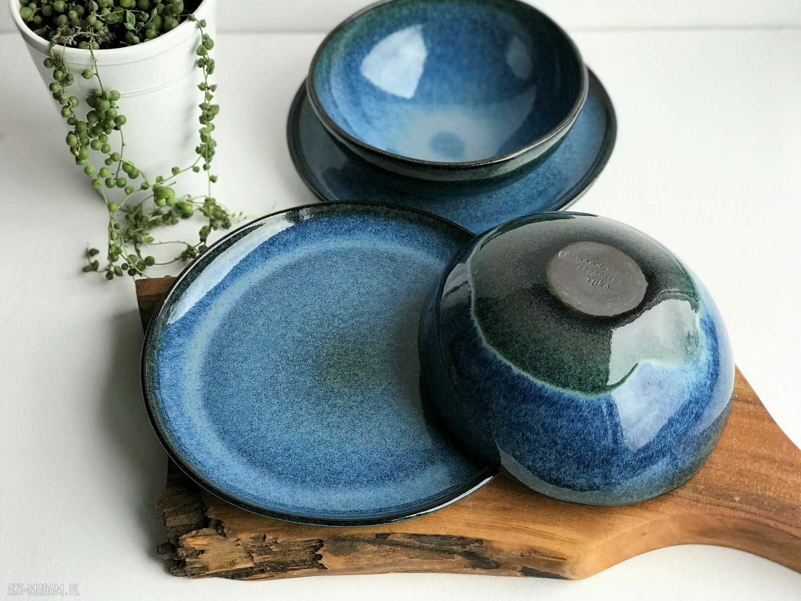 Zestaw ceramiczny dla dwojga - 2 talerze i 2 miski