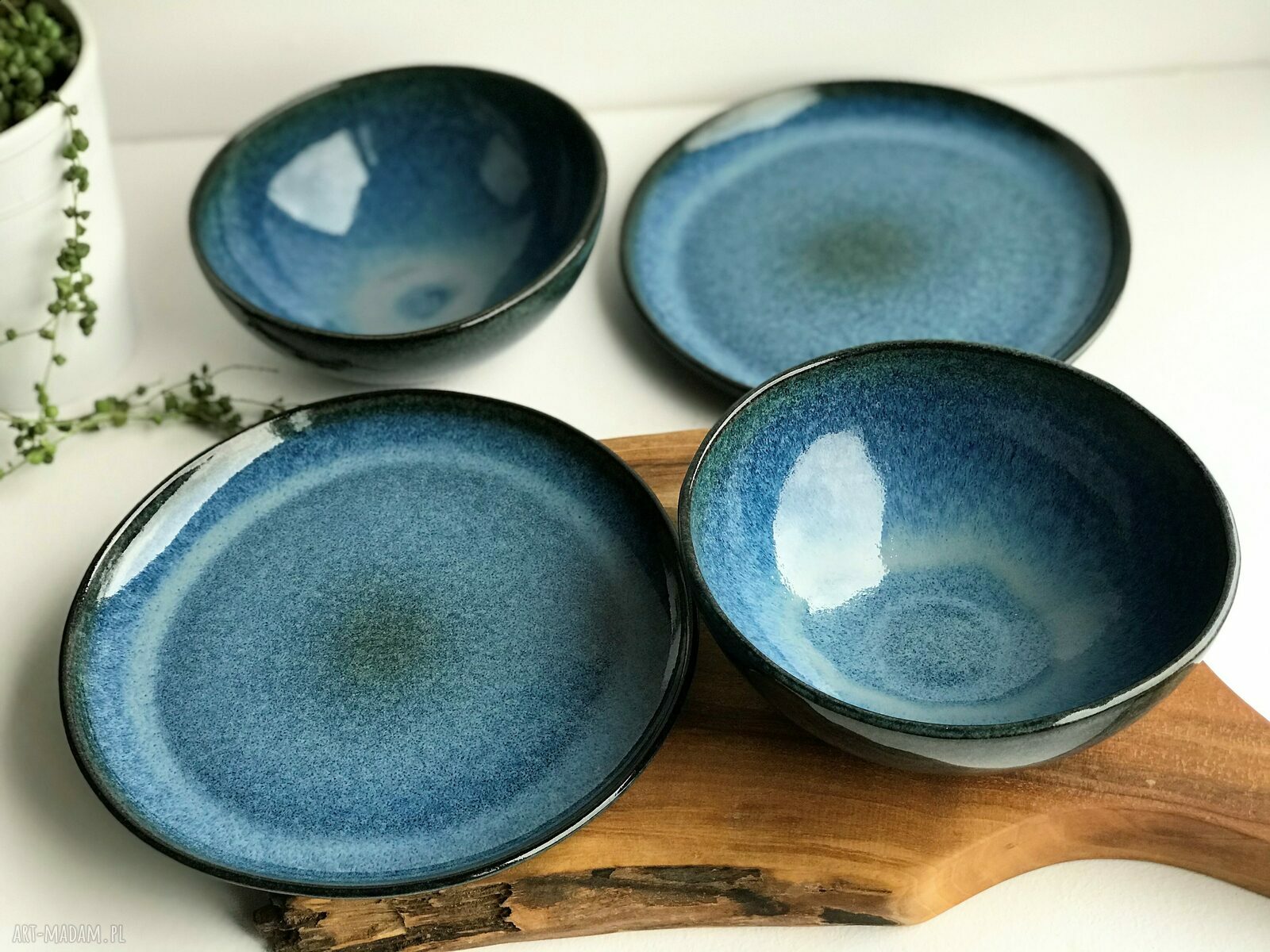 Zestaw ceramiczny dla dwojga - 2 talerze i 2 miski
