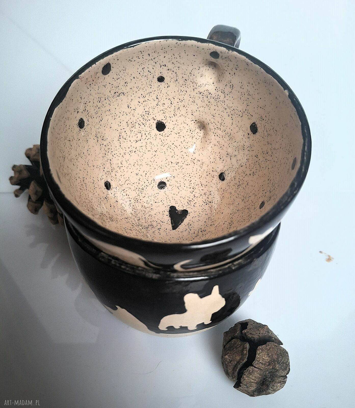 Zestaw ceramicznych filiżanek „Psy” - 2 sztuki, ręcznie malowane