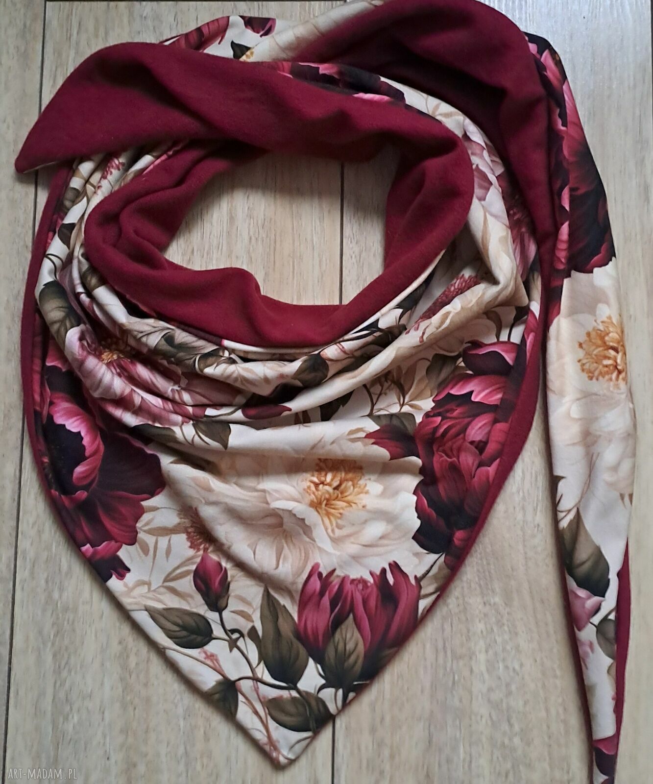 Dwustronna chusta zamotaniec i mitenki handmade