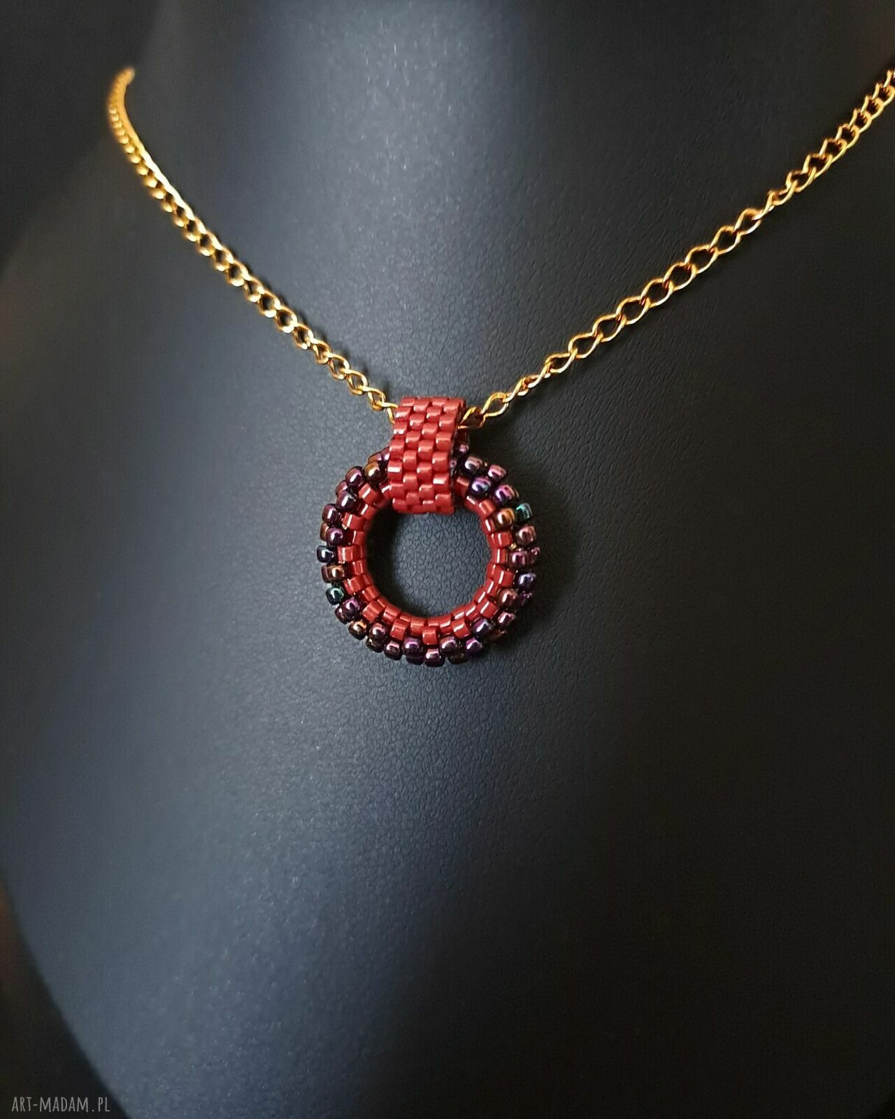Zestaw „Crimson Vivid Loops” - kolczyki i naszyjnik z koralików