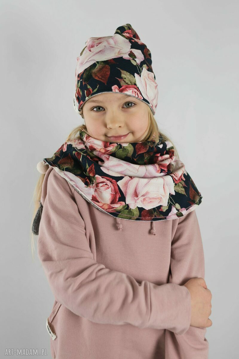 Czapka i komin Rose dla dziewczynki - ciepły zestaw na zimę