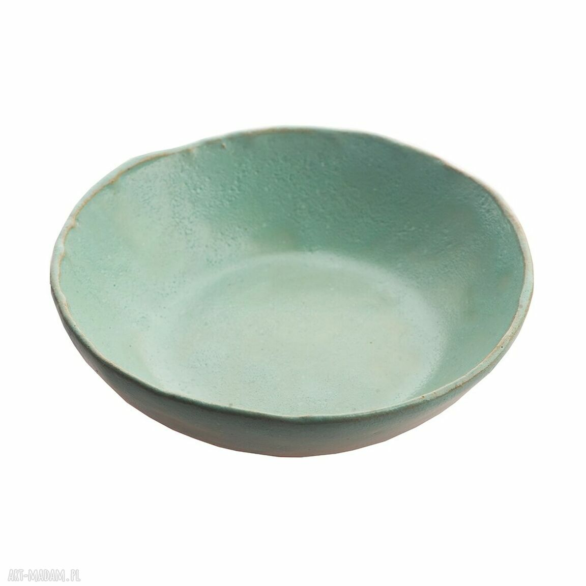 Talerze ceramiczne handmade - zestaw czterech sztuk w turkusowym stylu