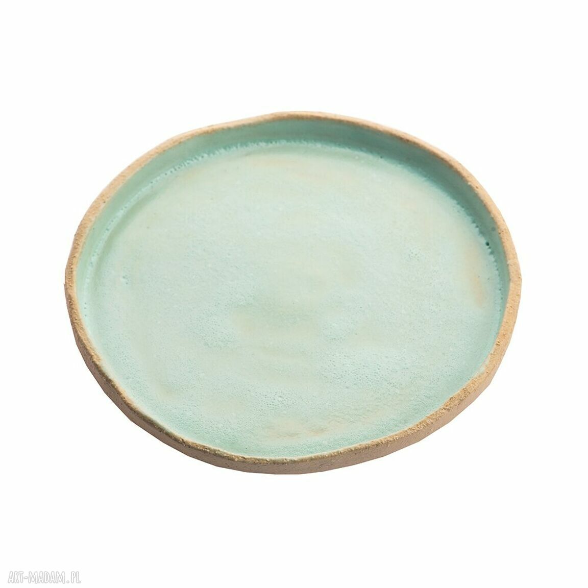 Talerze ceramiczne handmade - zestaw czterech sztuk w turkusowym stylu
