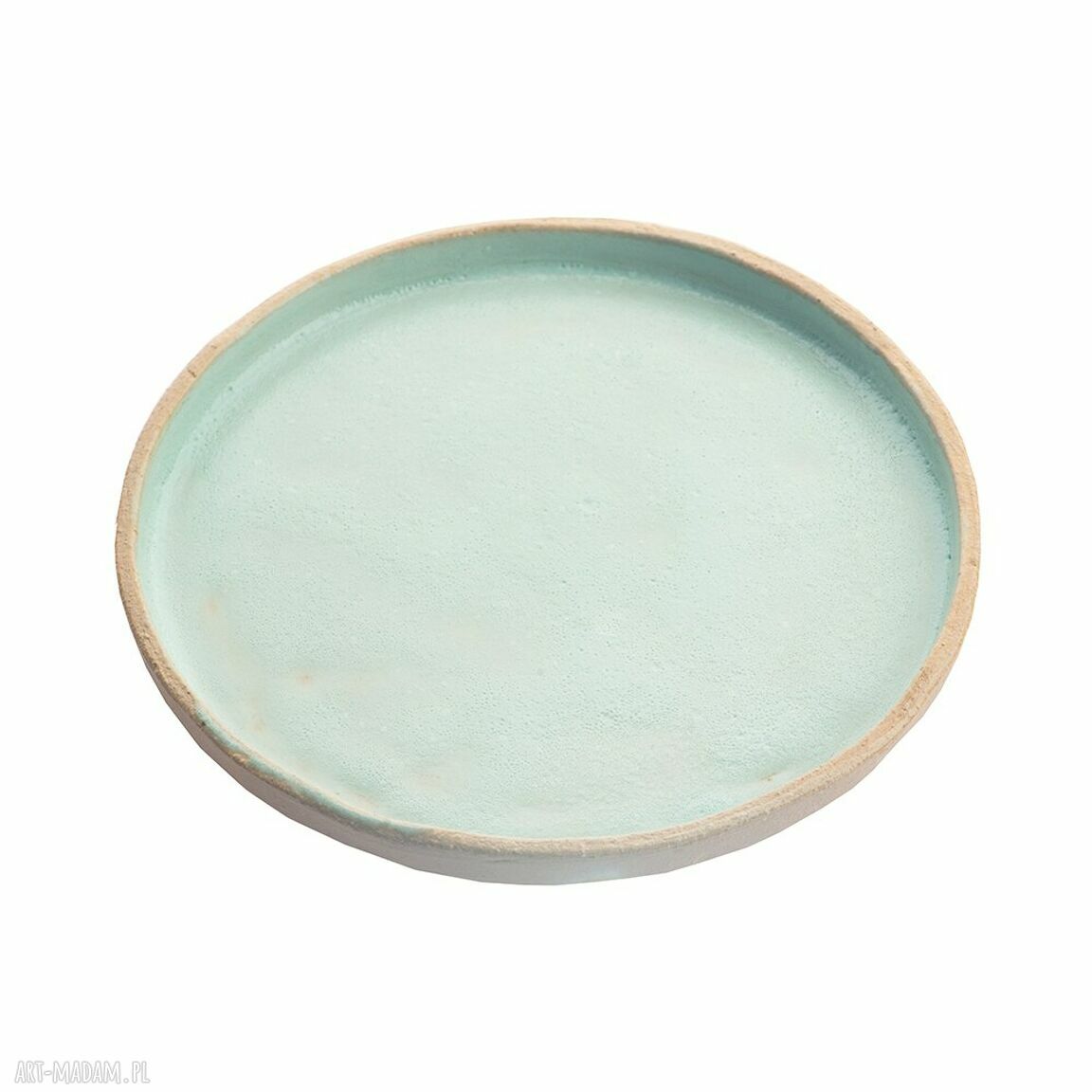 Talerze ceramiczne handmade - zestaw czterech sztuk w turkusowym stylu
