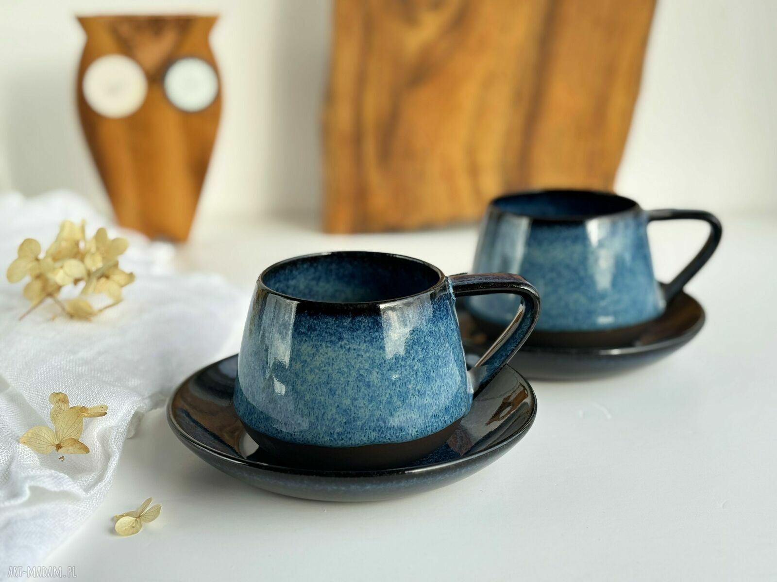 Zestaw dla dwojga: filiżanki ceramiczne beczułka 250 ml - Niebo