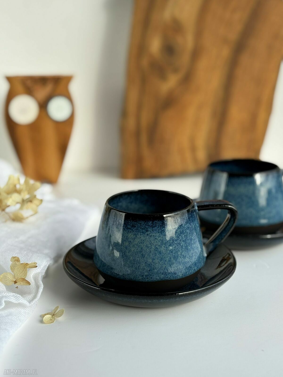 Zestaw dla dwojga: filiżanki ceramiczne beczułka 250 ml - Niebo