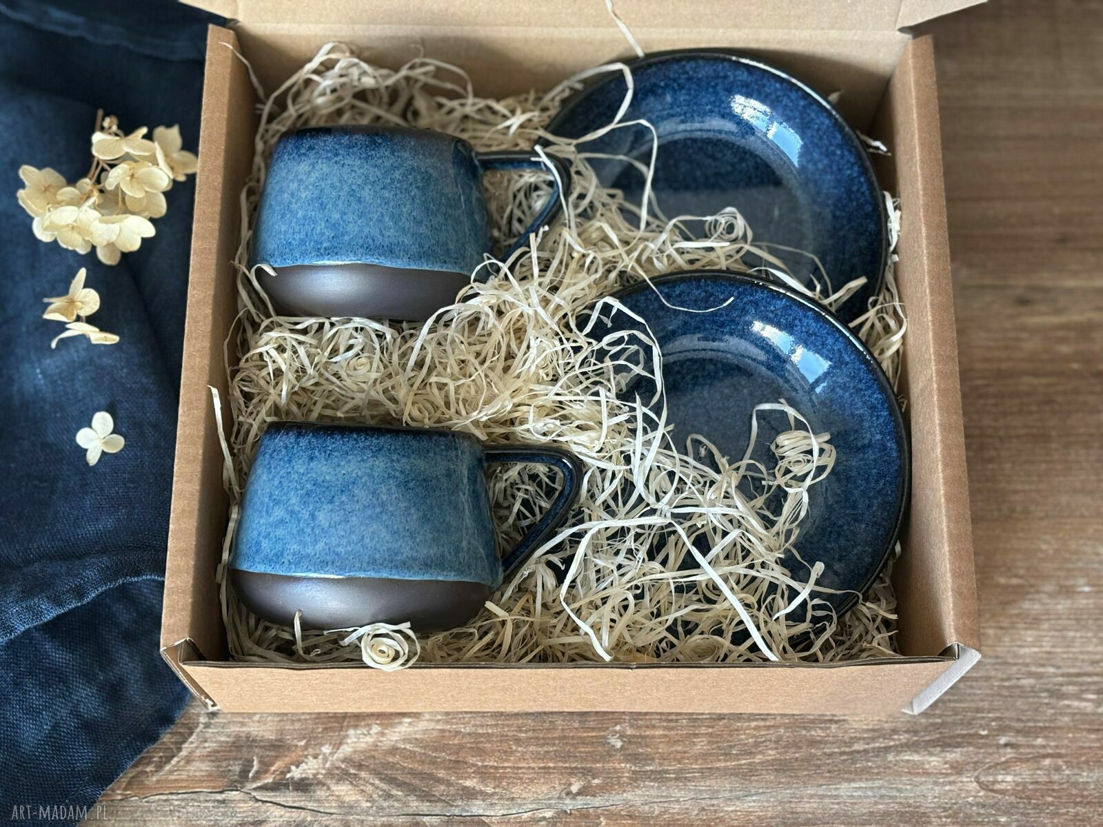 Zestaw dla dwojga: filiżanki ceramiczne beczułka 250 ml - Niebo