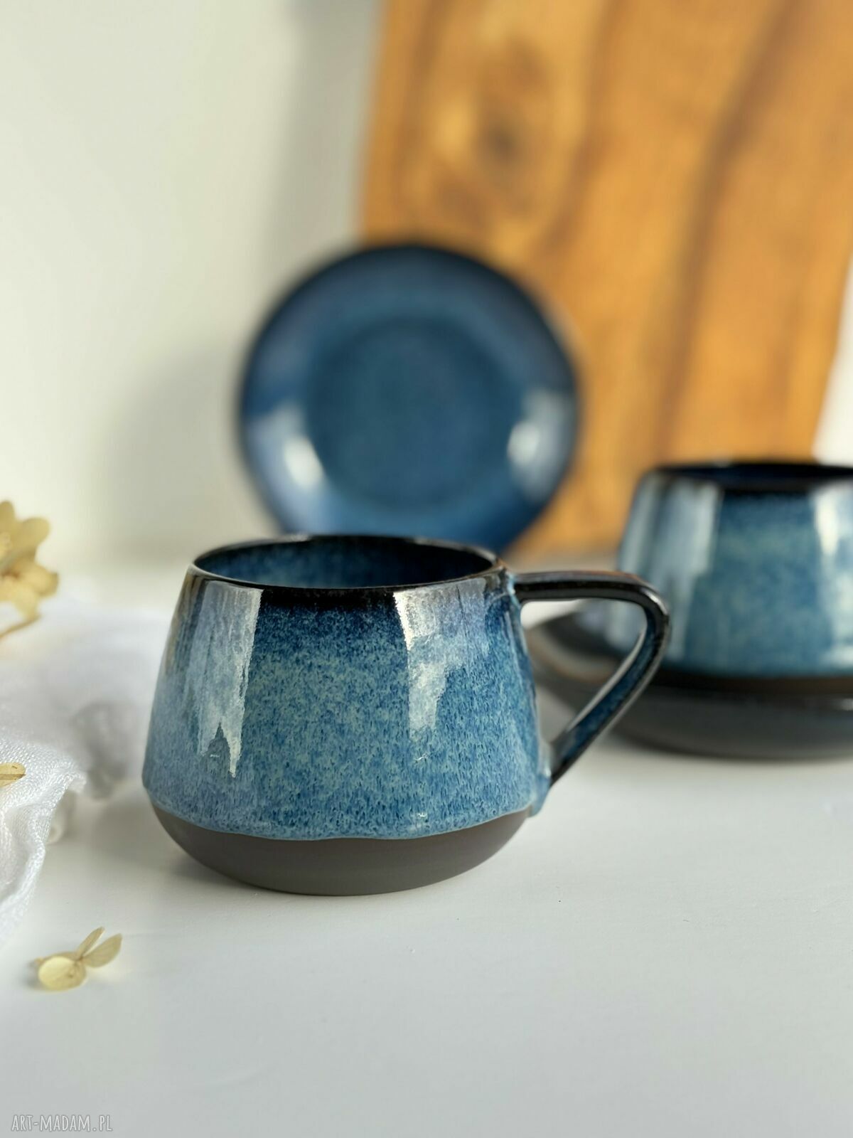 Zestaw dla dwojga: filiżanki ceramiczne beczułka 250 ml - Niebo