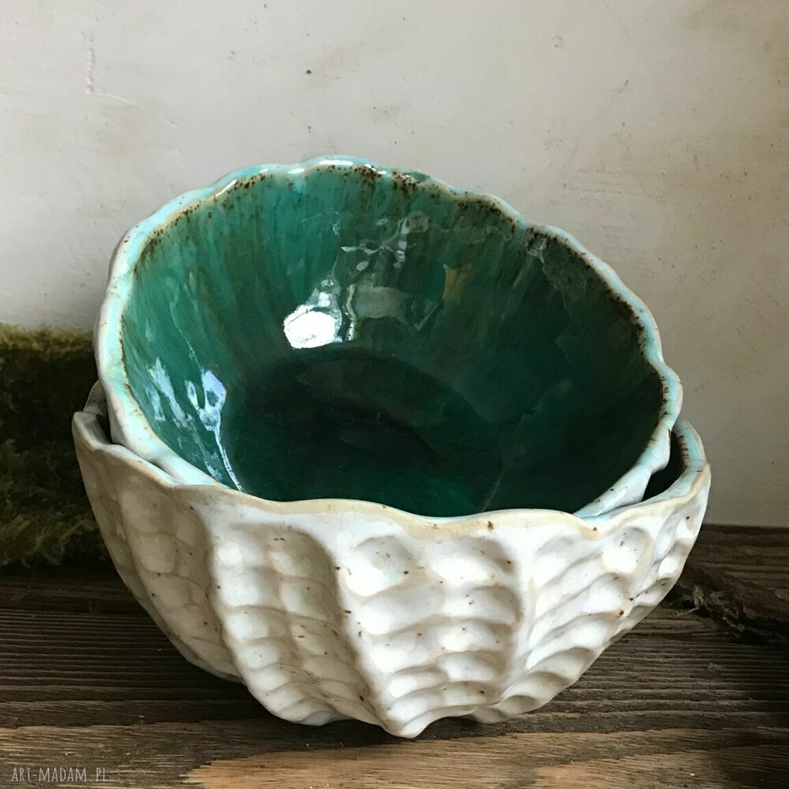 Zestaw dwóch misek ceramicznych Muszle
