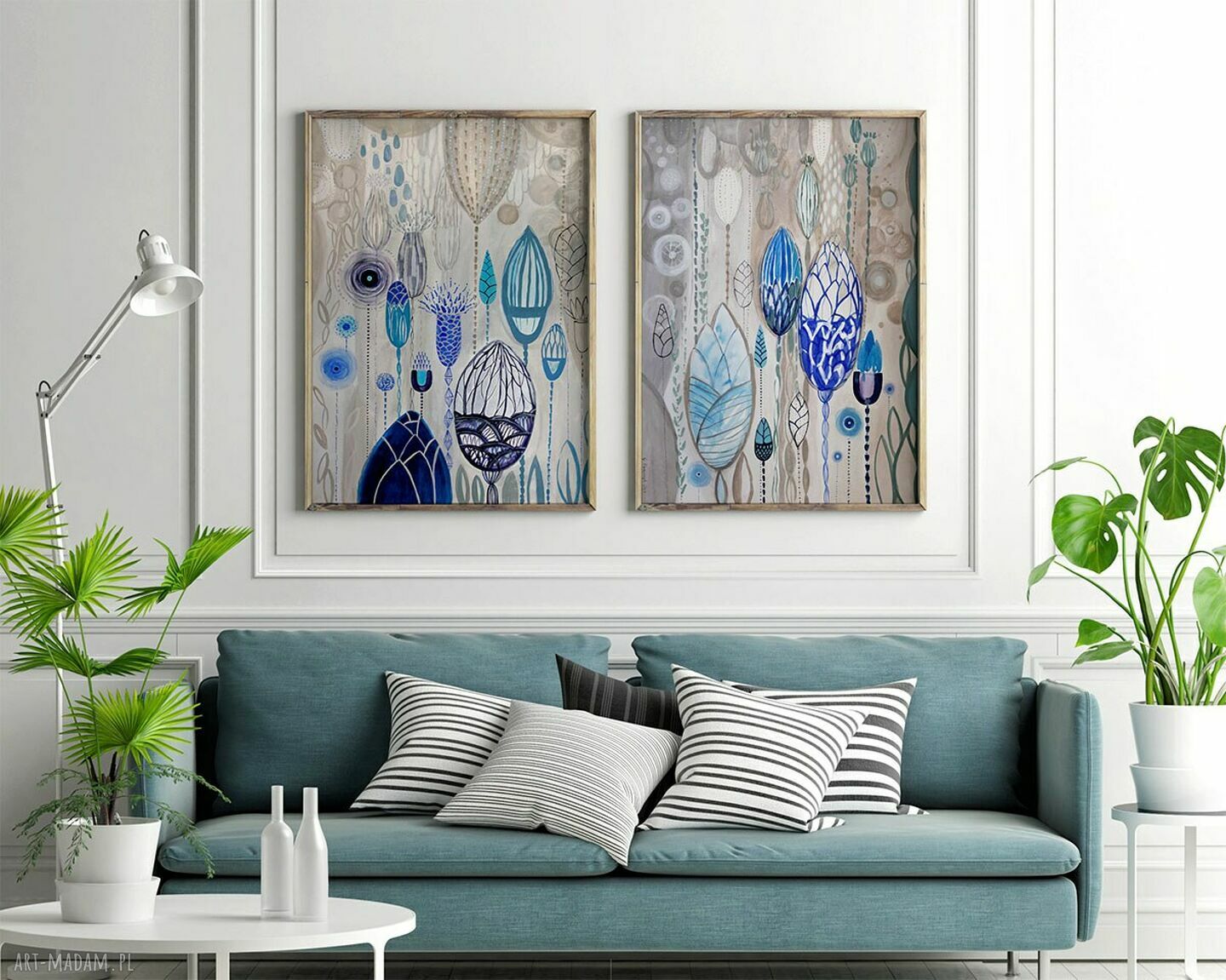 Błękitna łąka - botaniczny dyptyk, zestaw 2 plakatów 40x50 cm