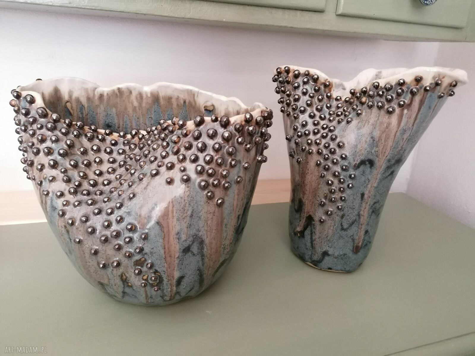 Zestaw dwóch wazonów "Deszcz meteorów" ceramika handmade