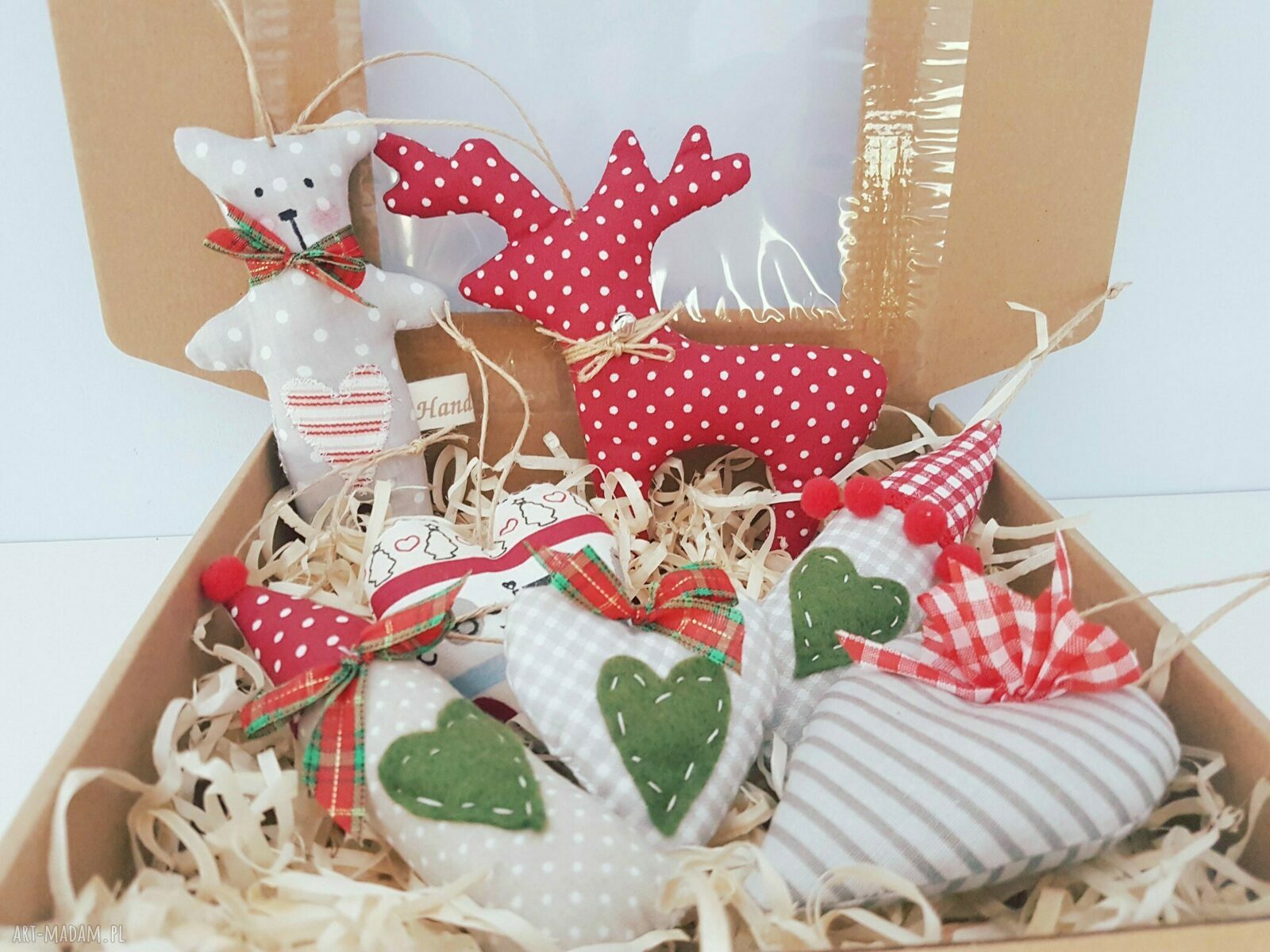 pomysł na upominek świąteczny: zestaw eko bombki komplet 7 sztuk Hand Made
