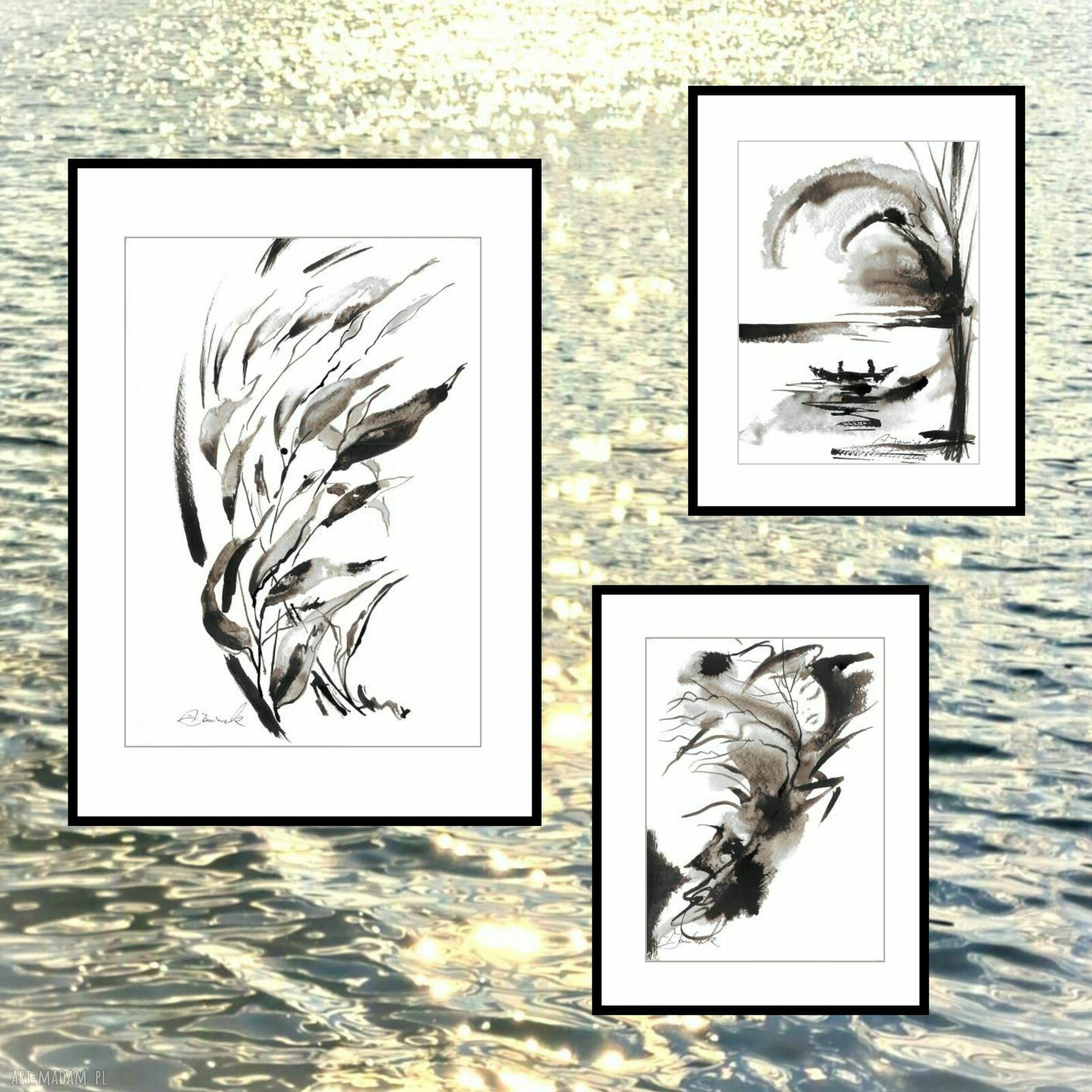Zestaw grafik „Jestem” - ręcznie malowane oryginały 21 x 30 cm i 14 x 19 cm