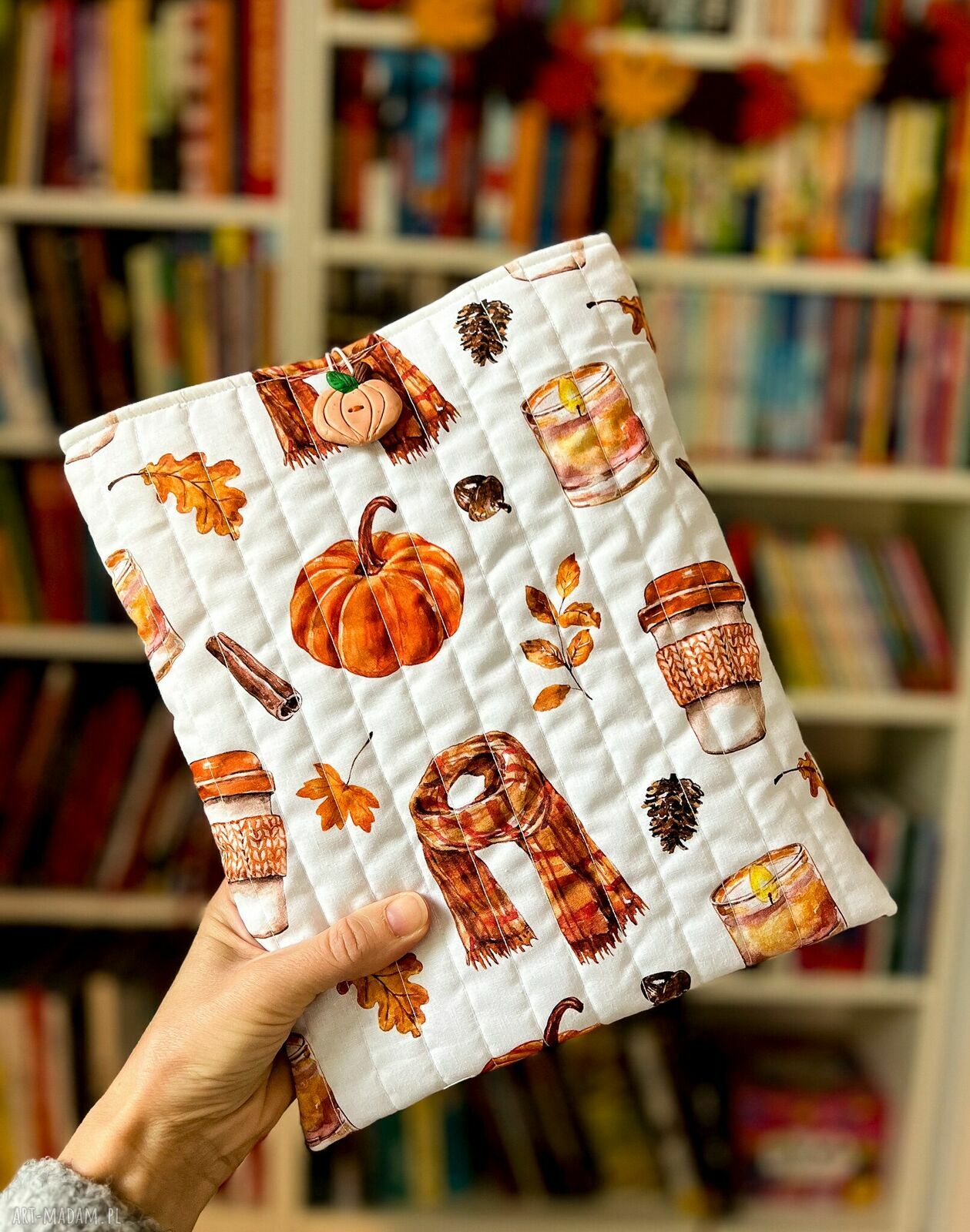Jesienny zestaw: etui na książkę i piórnik (okładka + mini kosmetyczka)