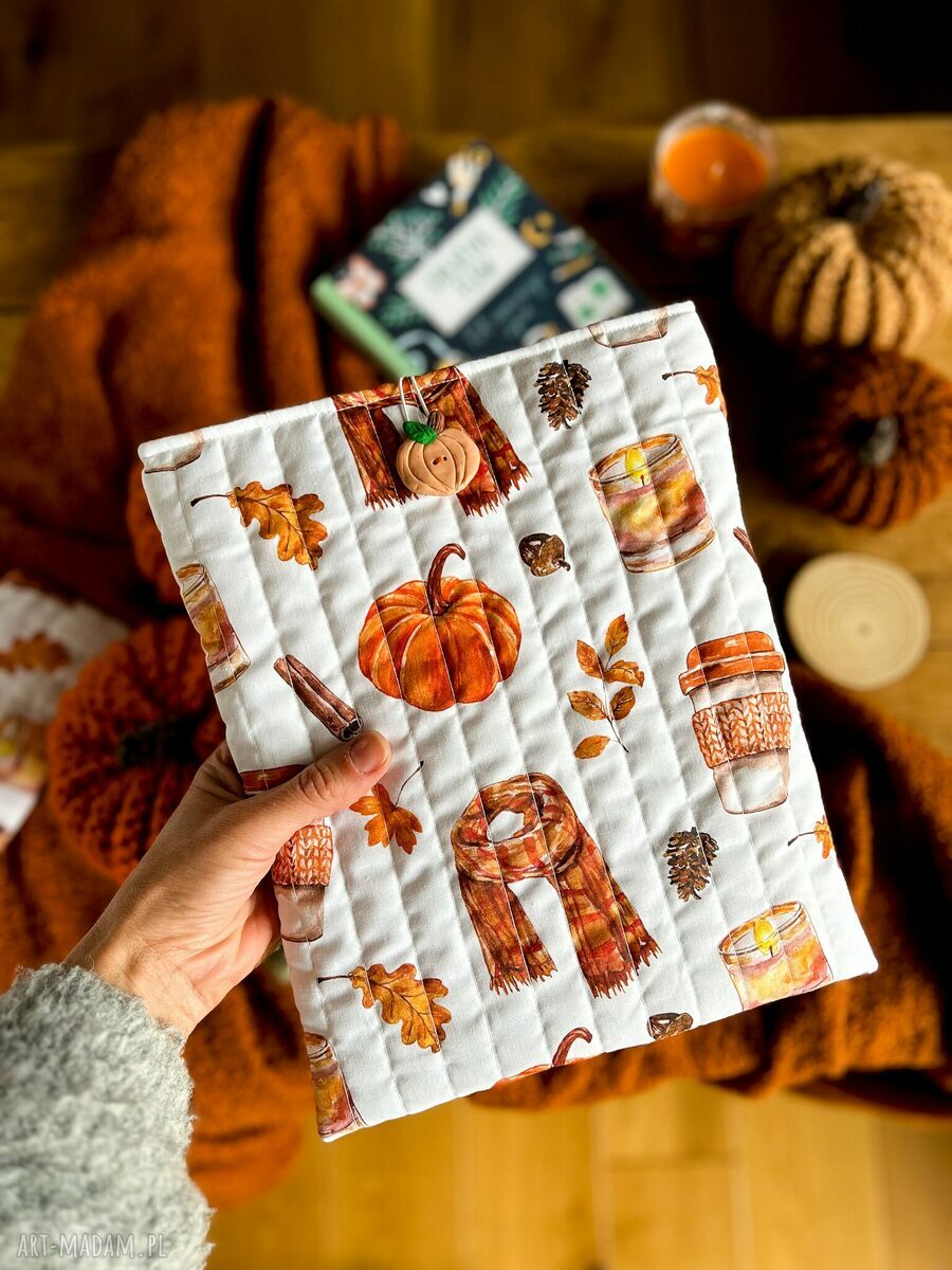 Jesienny zestaw: etui na książkę i piórnik (okładka + mini kosmetyczka)