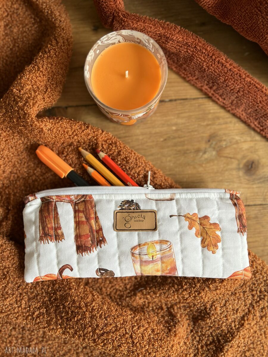 Jesienny zestaw: etui na książkę i piórnik (okładka + mini kosmetyczka)