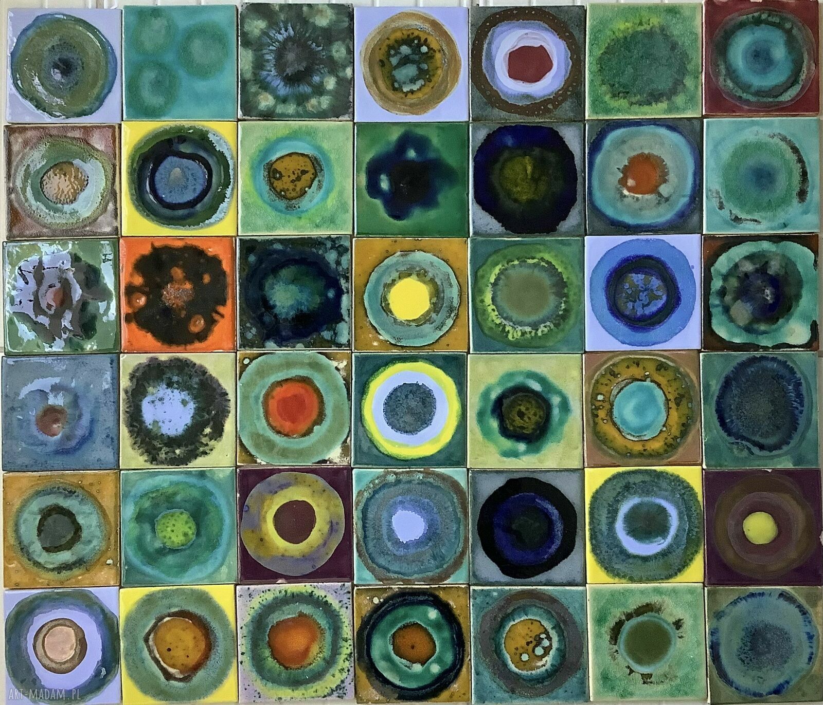 Ręcznie wykonany zestaw kafli ceramicznych "Rozmyślając o Fangorze" - na ścianę 60x70 cm