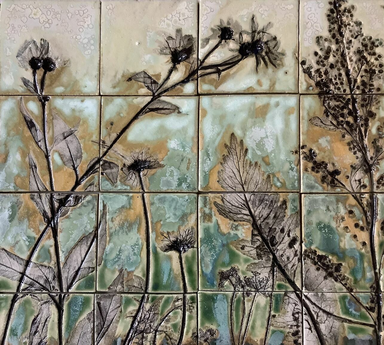 Zestaw kafli Lato III - panel roślinny z ceramiki