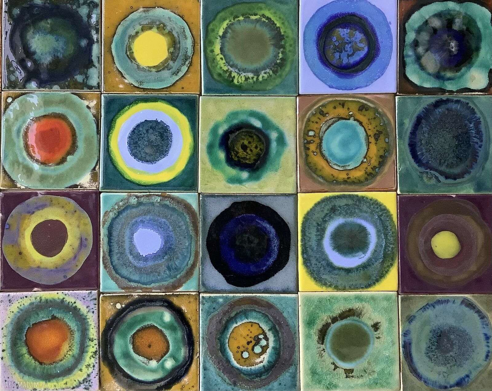 Ręcznie wykonany zestaw kafli ceramicznych "Rozmyślając o Fangorze" - na ścianę 60x70 cm