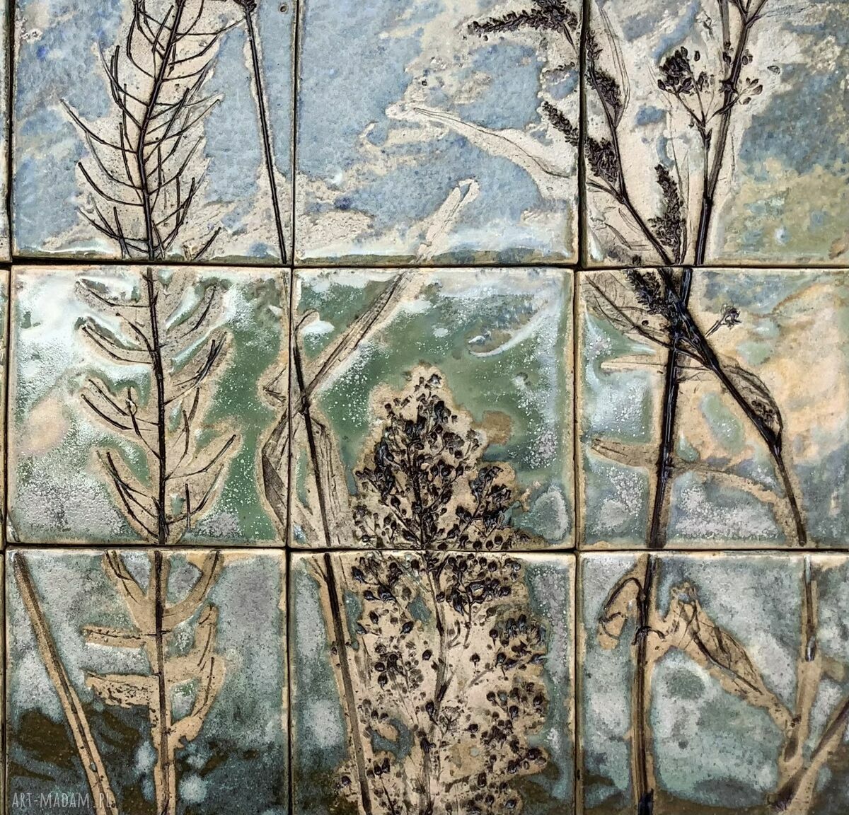 Ręcznie robione kafle ceramiczne „Lato V” - panel ścienny 47 x 47 cm